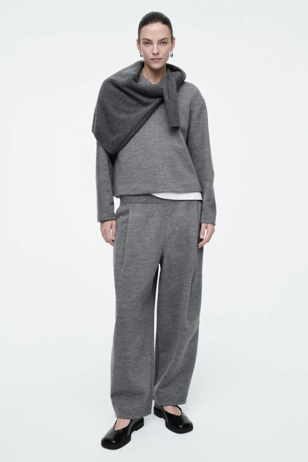 Clearance COS BOILED-WOOL ZIP-UP CARDIGAN GRAY MÉLANGE