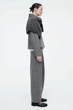Clearance COS BOILED-WOOL ZIP-UP CARDIGAN GRAY MÉLANGE