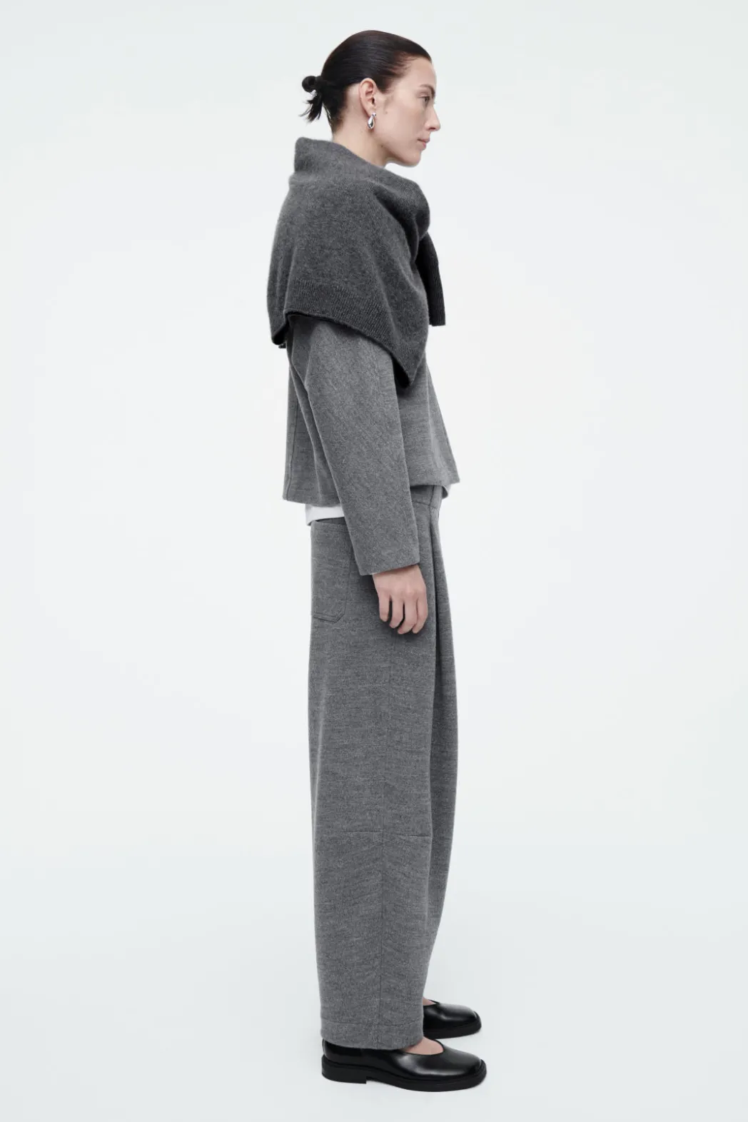 Clearance COS BOILED-WOOL ZIP-UP CARDIGAN GRAY MÉLANGE