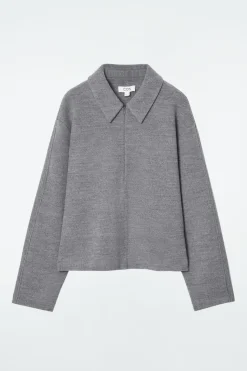 Clearance COS BOILED-WOOL ZIP-UP CARDIGAN GRAY MÉLANGE