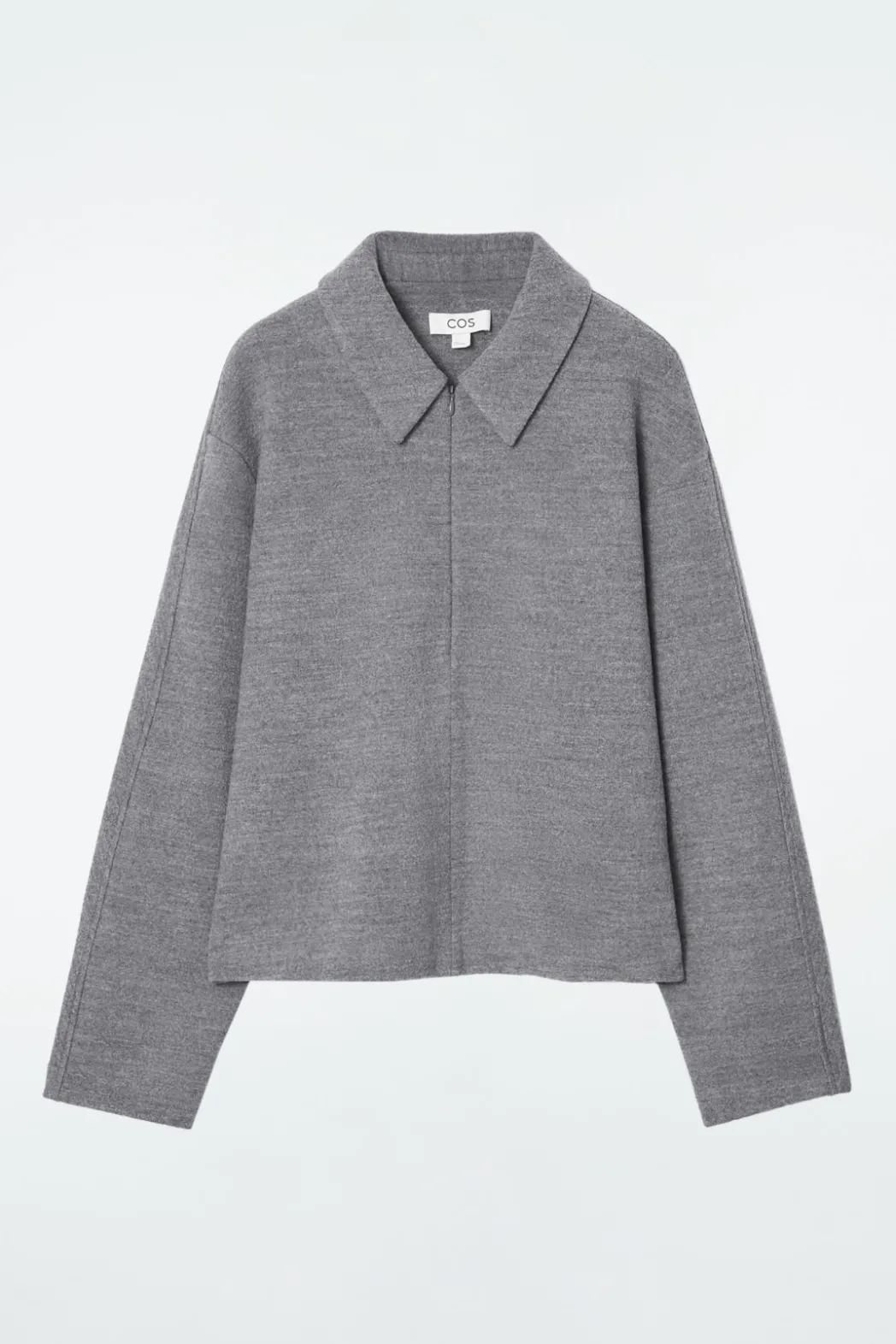 Clearance COS BOILED-WOOL ZIP-UP CARDIGAN GRAY MÉLANGE