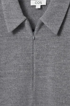 Clearance COS BOILED-WOOL ZIP-UP CARDIGAN GRAY MÉLANGE