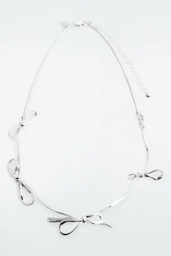 Clearance COS BOW SNAKE-CHAIN NECKLACE SILVER