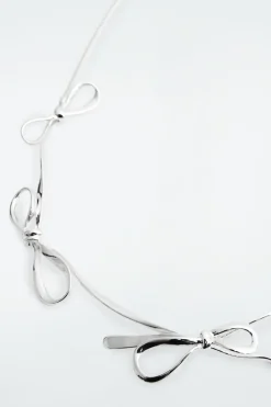 Clearance COS BOW SNAKE-CHAIN NECKLACE SILVER