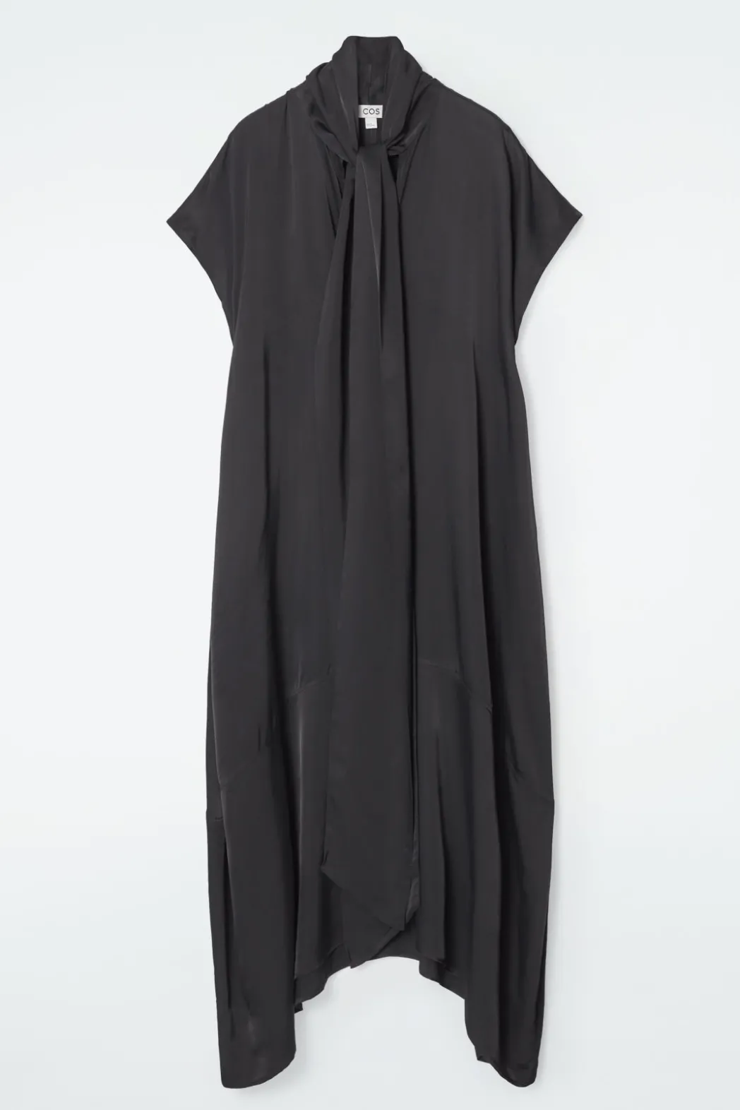 COS BOW-DETAIL ASYMMETRIC MIDI DRESS BLACK