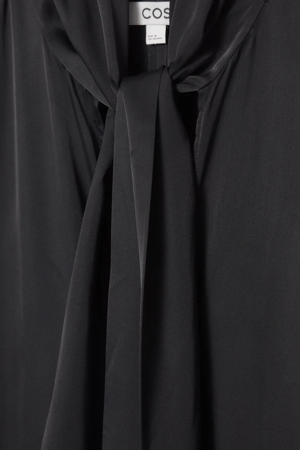 COS BOW-DETAIL ASYMMETRIC MIDI DRESS BLACK