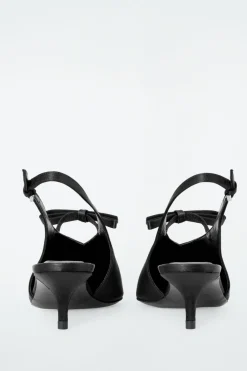 Outlet COS BOW-DETAIL POINTED SATIN SLINGBACK PUMPS BLACK