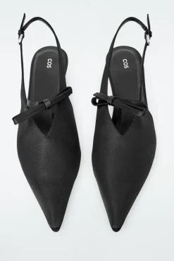 Outlet COS BOW-DETAIL POINTED SATIN SLINGBACK PUMPS BLACK