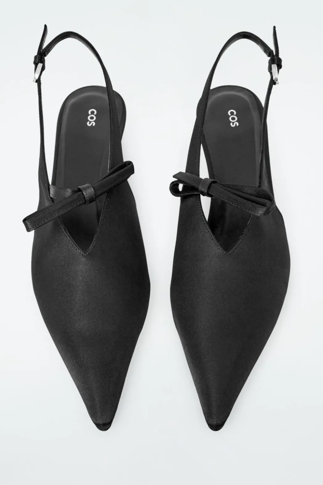 Outlet COS BOW-DETAIL POINTED SATIN SLINGBACK PUMPS BLACK