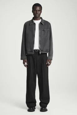 New COS BOXY DENIM ZIP-UP JACKET WASHED BLACK
