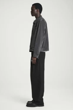 New COS BOXY DENIM ZIP-UP JACKET WASHED BLACK