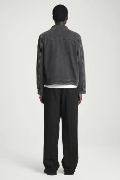 New COS BOXY DENIM ZIP-UP JACKET WASHED BLACK