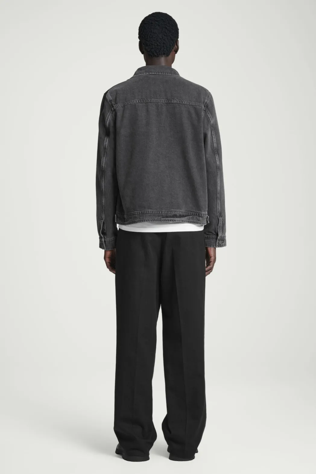 New COS BOXY DENIM ZIP-UP JACKET WASHED BLACK