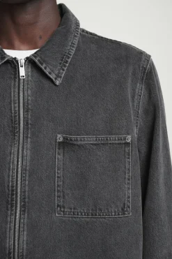 New COS BOXY DENIM ZIP-UP JACKET WASHED BLACK