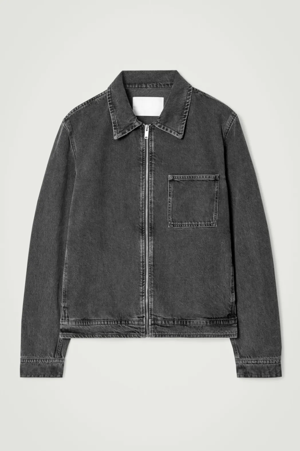 New COS BOXY DENIM ZIP-UP JACKET WASHED BLACK