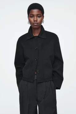 COS BOXY DOUBLE-FACED WOOL JACKET BLACK