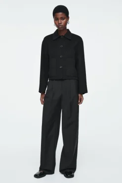 COS BOXY DOUBLE-FACED WOOL JACKET BLACK
