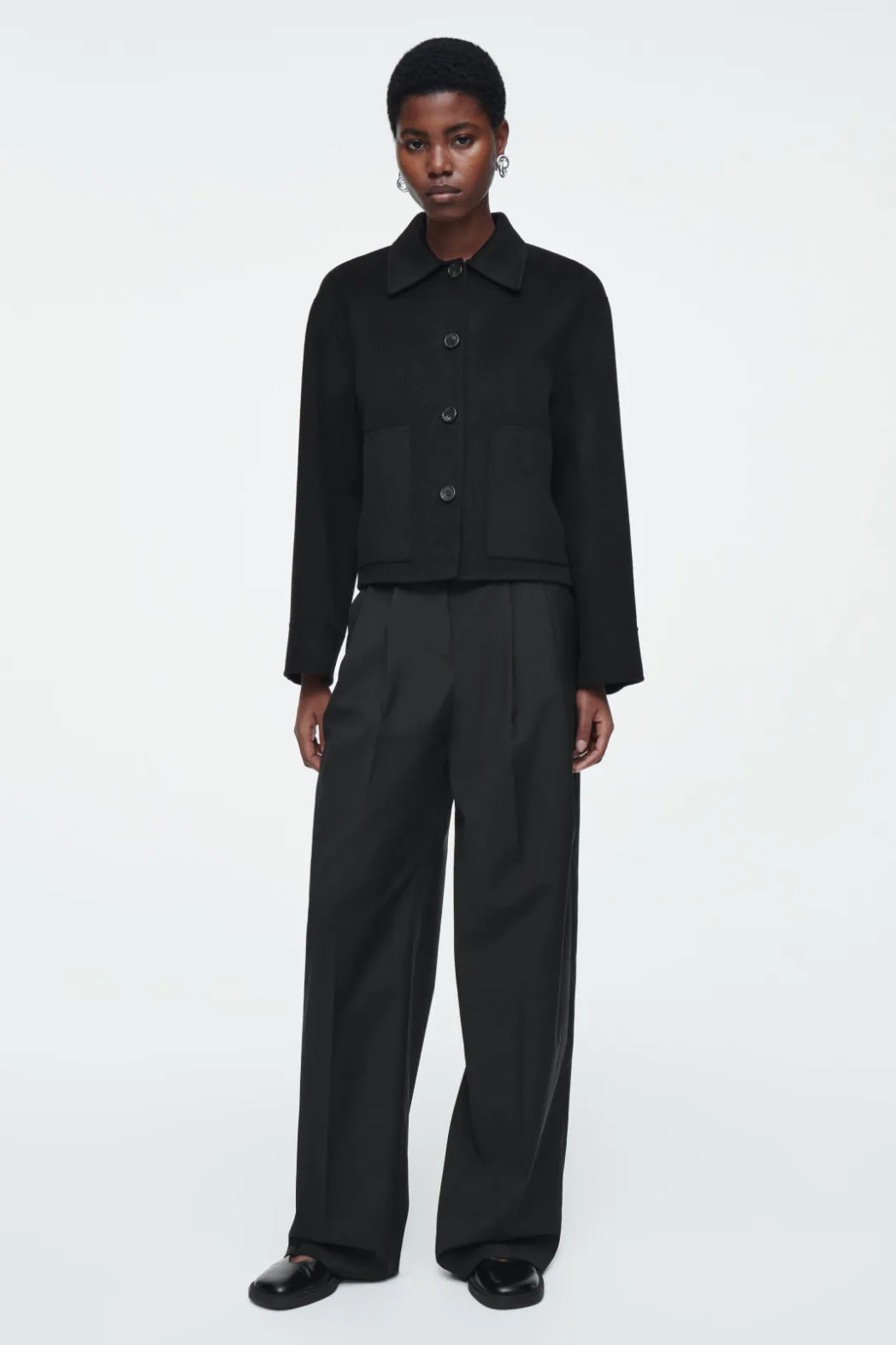 COS BOXY DOUBLE-FACED WOOL JACKET BLACK