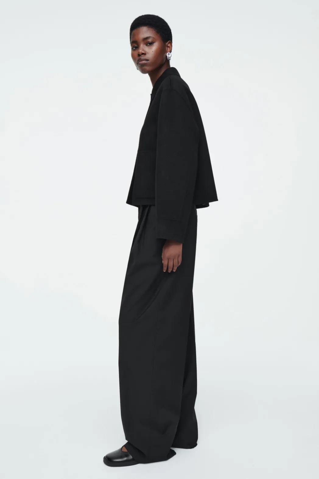 COS BOXY DOUBLE-FACED WOOL JACKET BLACK
