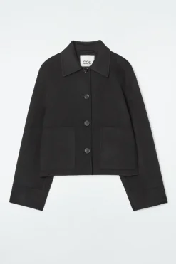 COS BOXY DOUBLE-FACED WOOL JACKET BLACK