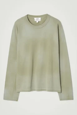 Clearance COS BOXY HEAVYWEIGHT LONG-SLEEVED T-SHIRT KHAKI