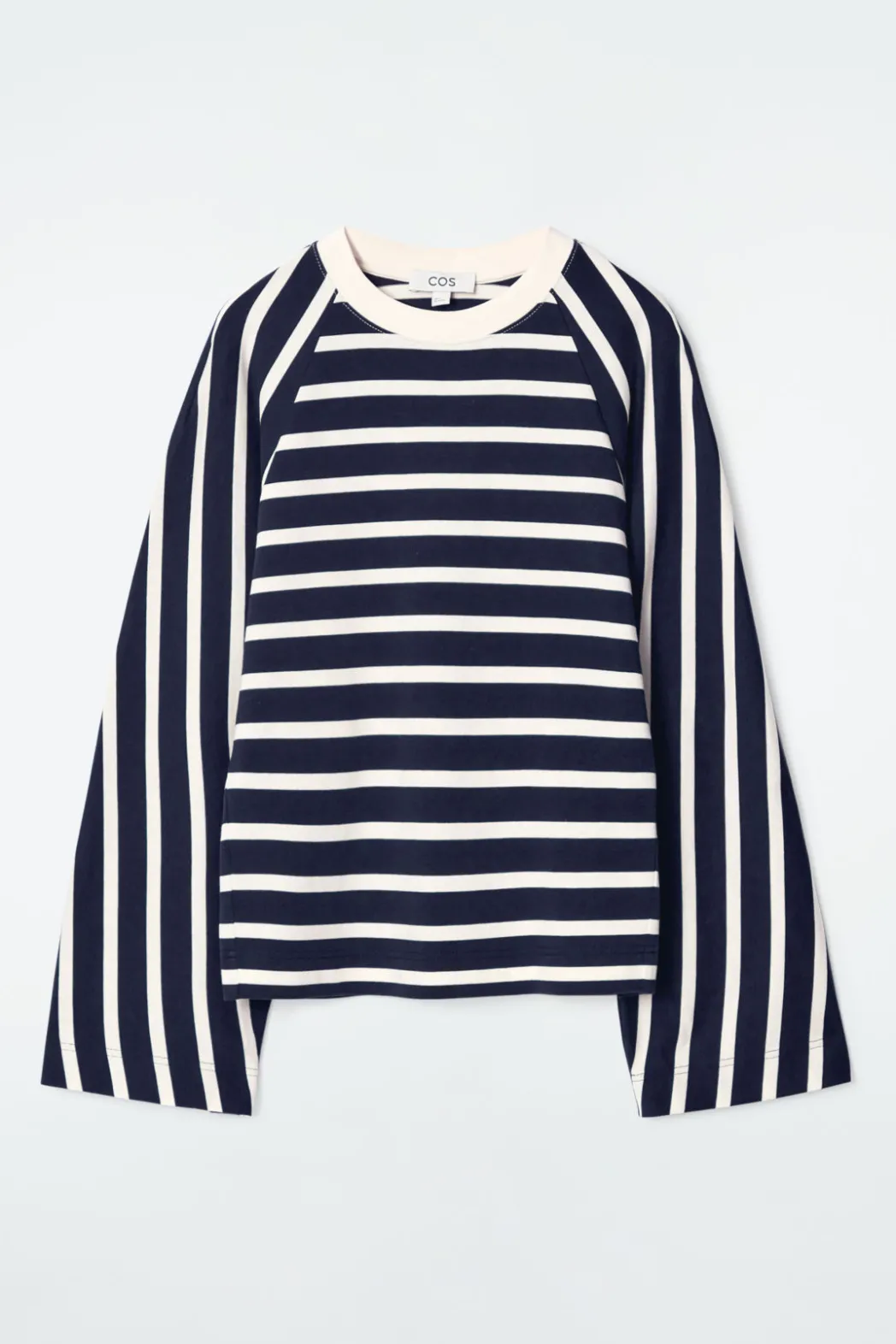New COS BOXY LONG-SLEEVED T-SHIRT NAVY / OFF-WHITE / STRIPED