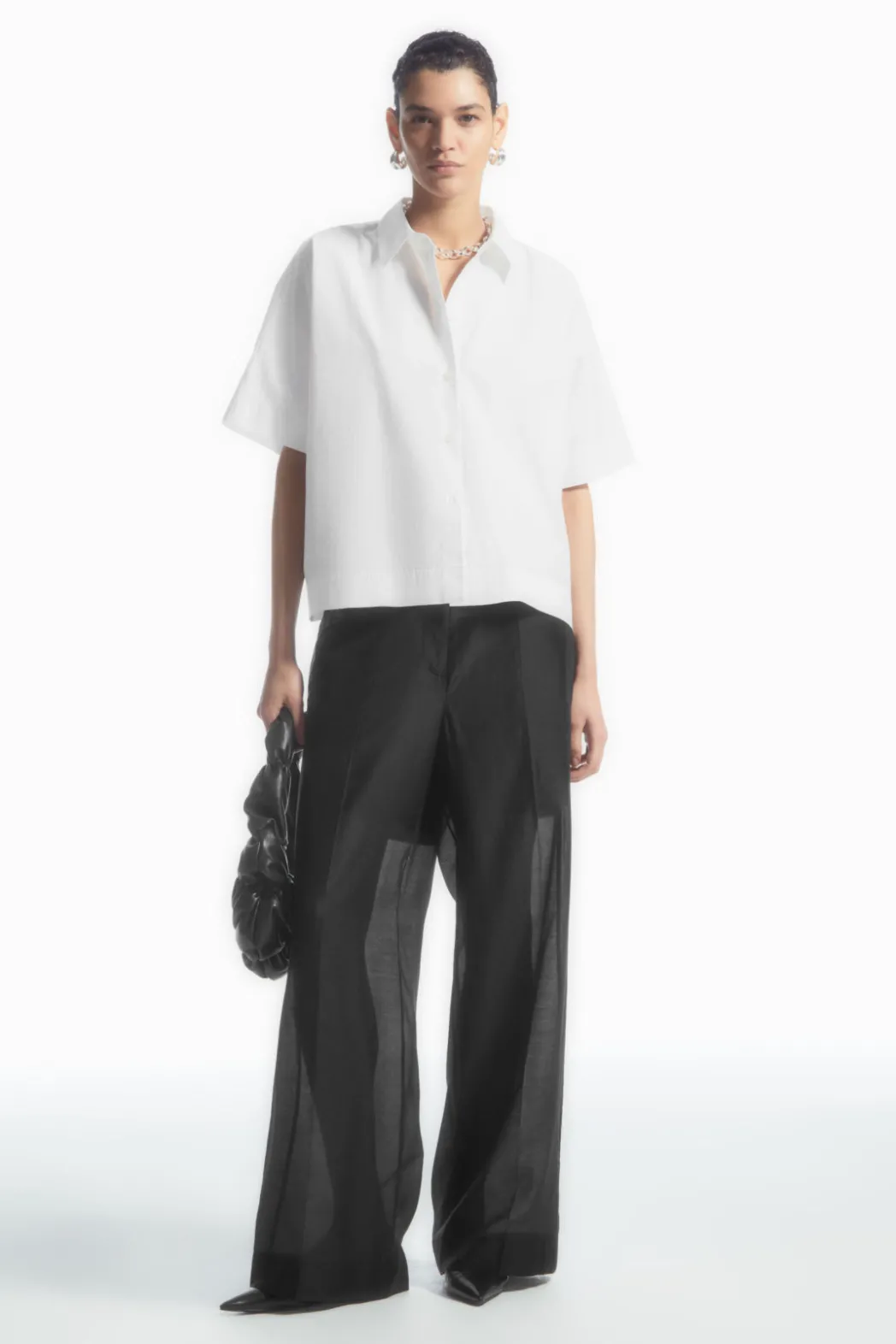Online COS BOXY SHORT-SLEEVED POPLIN SHIRT WHITE