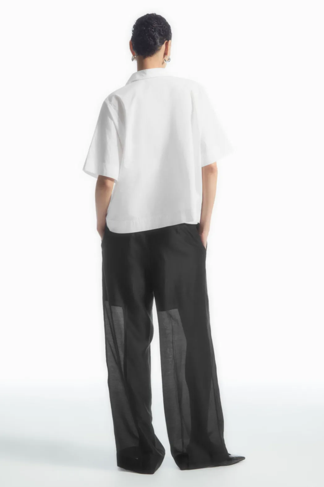 Online COS BOXY SHORT-SLEEVED POPLIN SHIRT WHITE