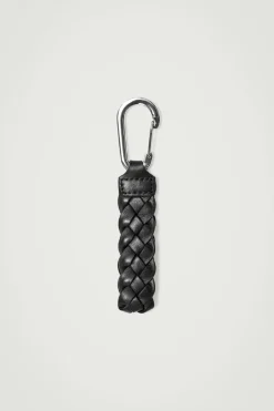 Clearance COS BRAIDED LEATHER KEY FOB BLACK
