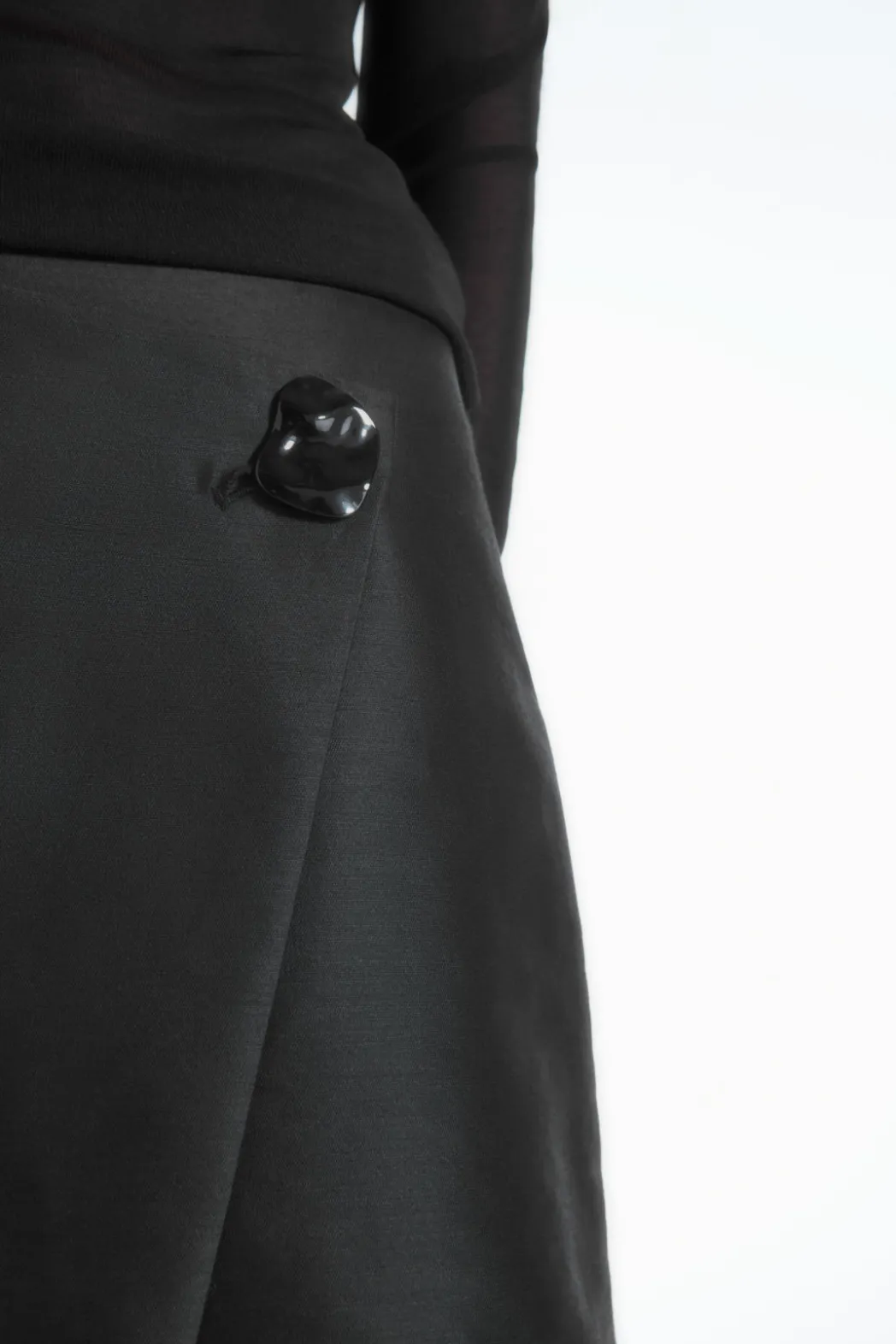 Discount COS BROOCH-DETAIL WOOL-BLEND MINI SKIRT BLACK