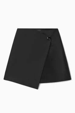 Discount COS BROOCH-DETAIL WOOL-BLEND MINI SKIRT BLACK