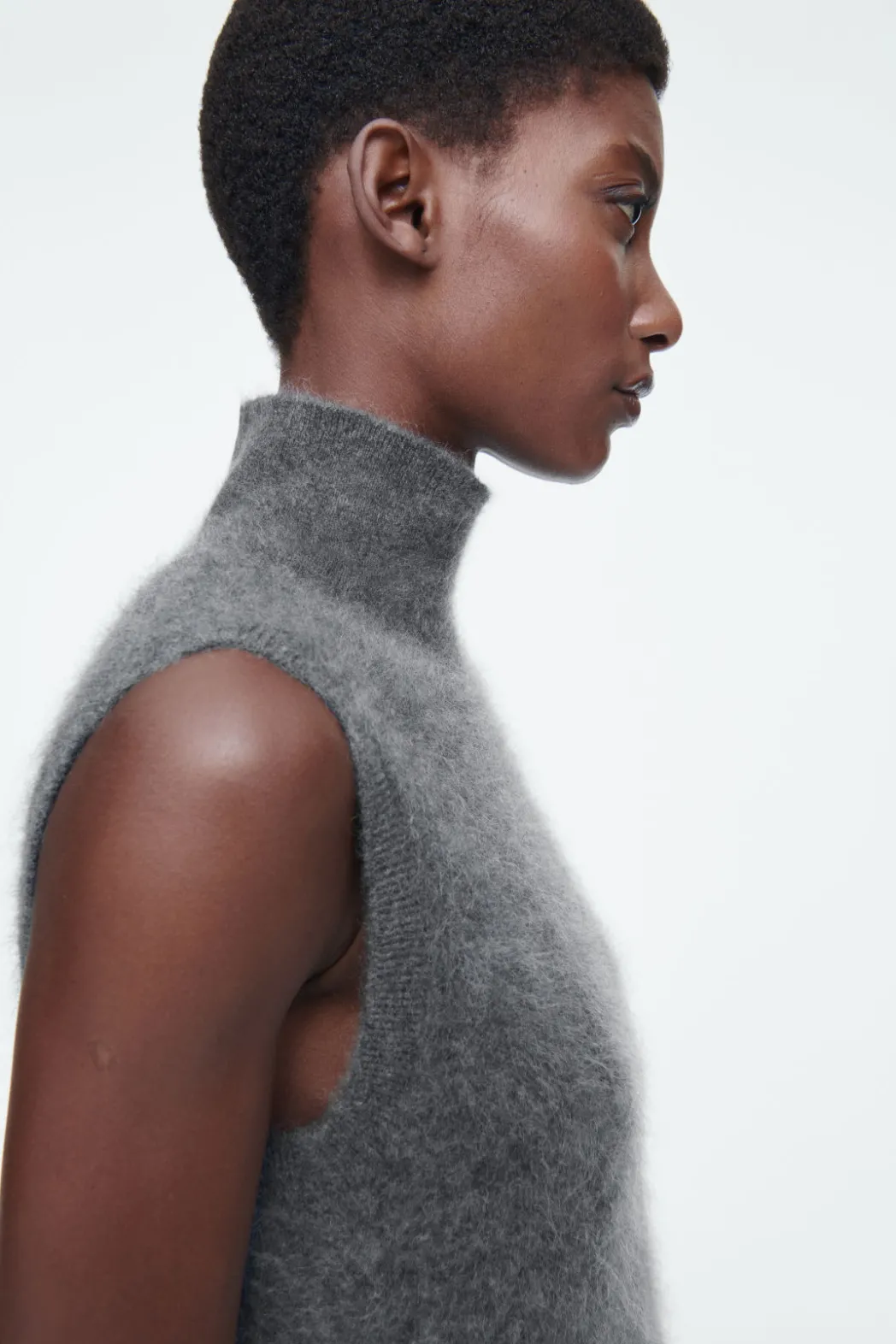 COS BRUSHED-CASHMERE MAXI DRESS DARK GRAY