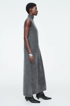 COS BRUSHED-CASHMERE MAXI DRESS DARK GRAY