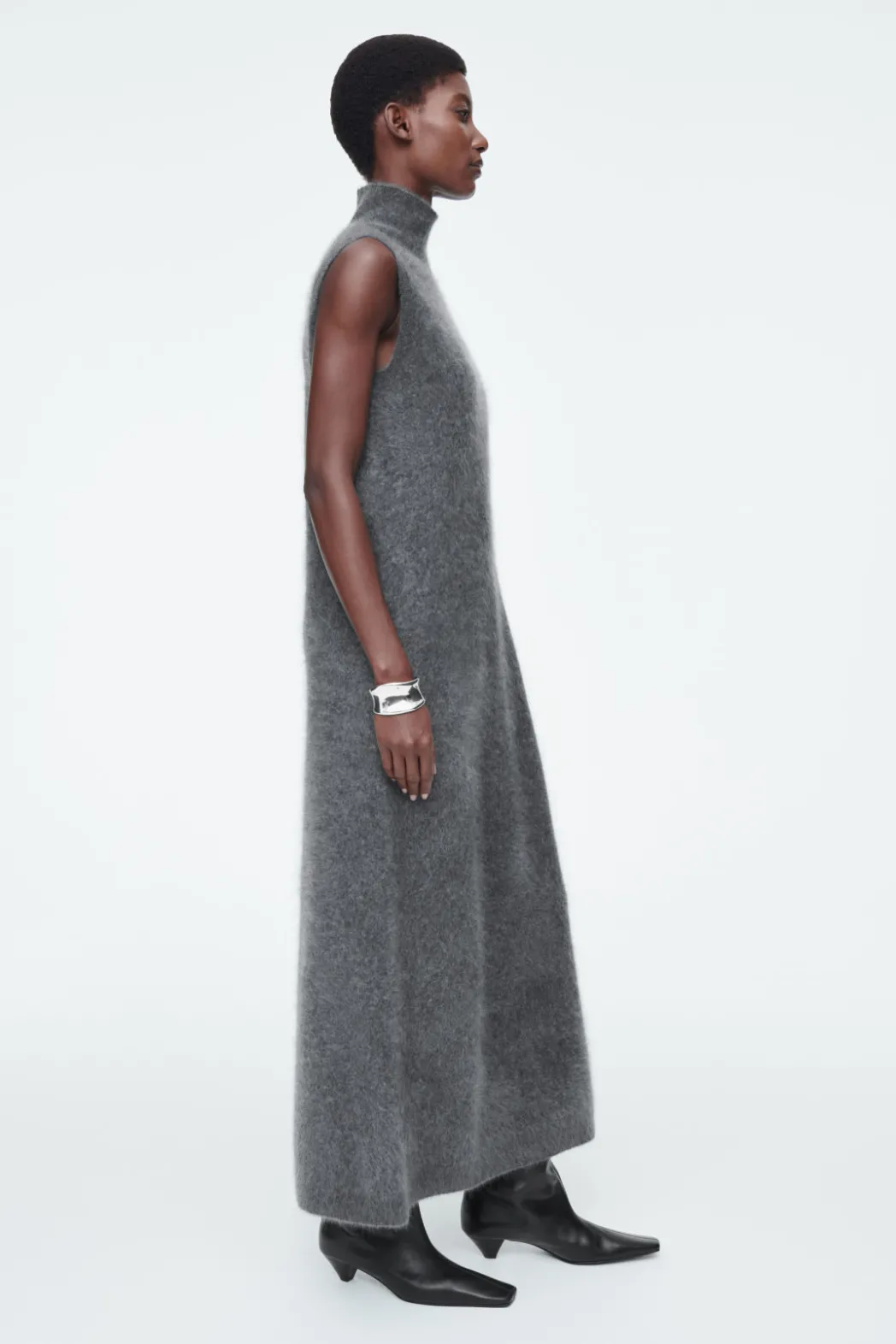 COS BRUSHED-CASHMERE MAXI DRESS DARK GRAY
