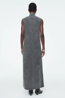 COS BRUSHED-CASHMERE MAXI DRESS DARK GRAY