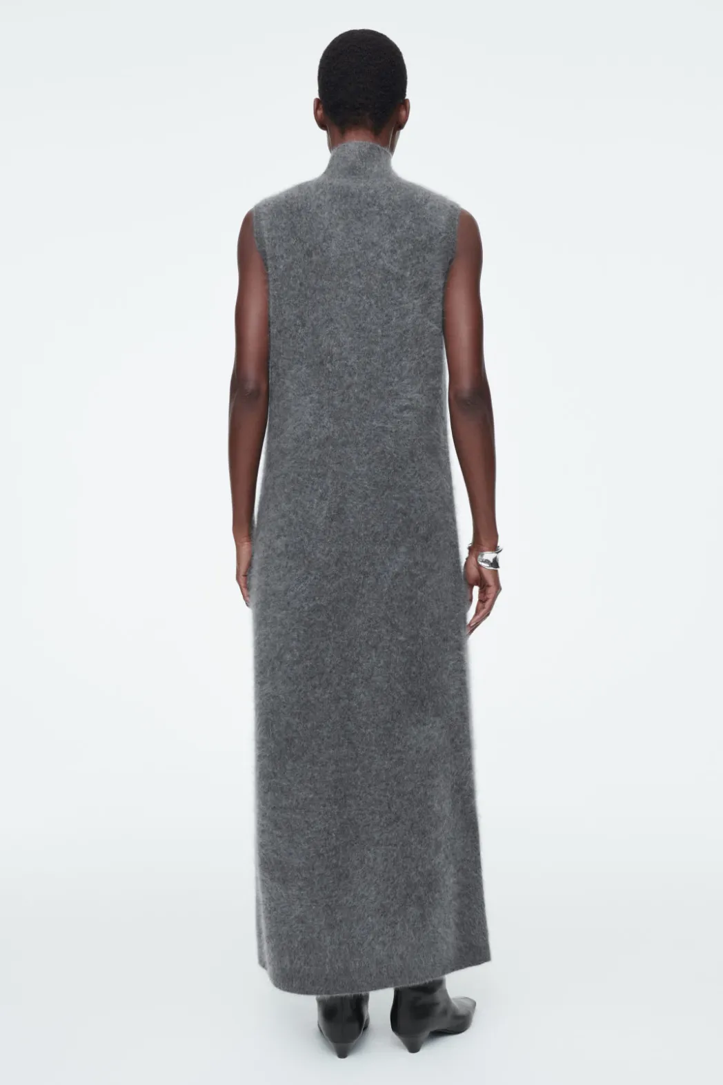 COS BRUSHED-CASHMERE MAXI DRESS DARK GRAY