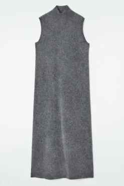 COS BRUSHED-CASHMERE MAXI DRESS DARK GRAY
