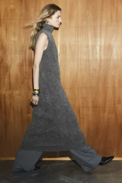 COS BRUSHED-CASHMERE MAXI DRESS DARK GRAY
