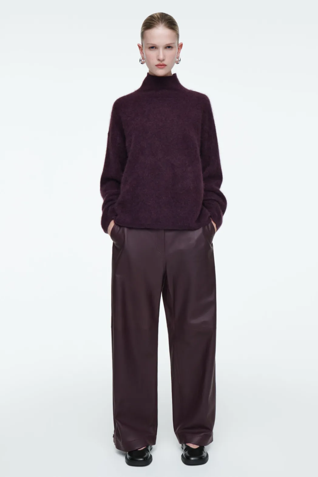 Hot COS BRUSHED-CASHMERE TURTLENECK SWEATER BURGUNDY