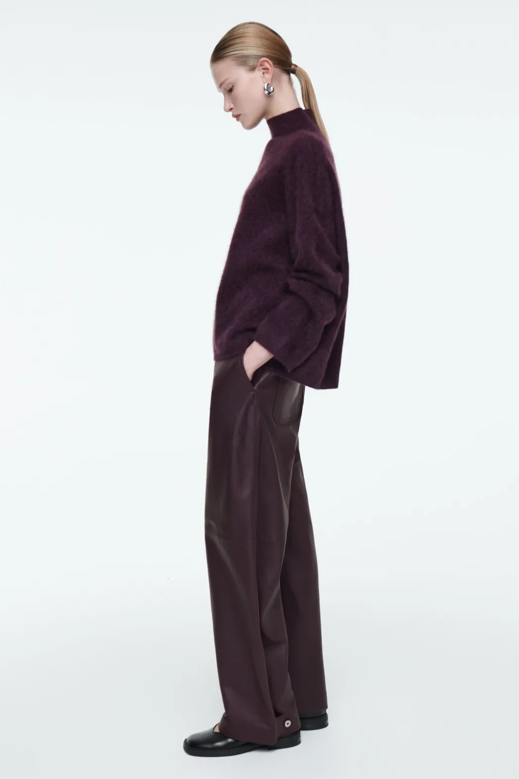 Hot COS BRUSHED-CASHMERE TURTLENECK SWEATER BURGUNDY