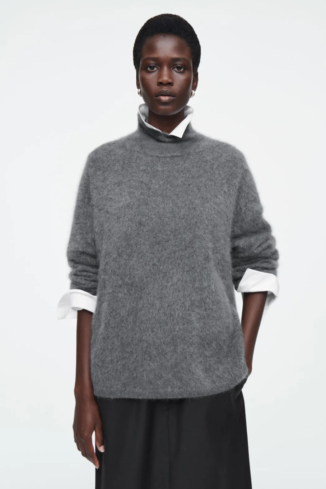 Best COS BRUSHED-CASHMERE TURTLENECK SWEATER CHARCOAL