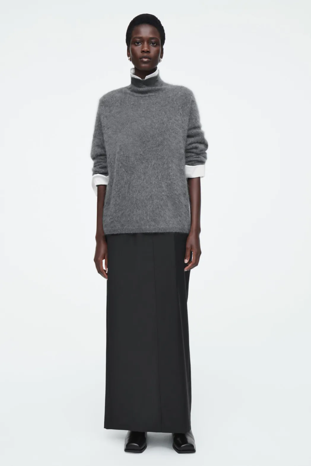 Best COS BRUSHED-CASHMERE TURTLENECK SWEATER CHARCOAL