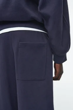 Discount COS BRUSHED-COTTON WIDE-LEG JOGGERS NAVY