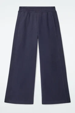 Discount COS BRUSHED-COTTON WIDE-LEG JOGGERS NAVY