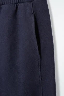 Discount COS BRUSHED-COTTON WIDE-LEG JOGGERS NAVY