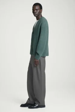 Clearance COS BRUSHED-WOOL V-NECK CARDIGAN TEAL