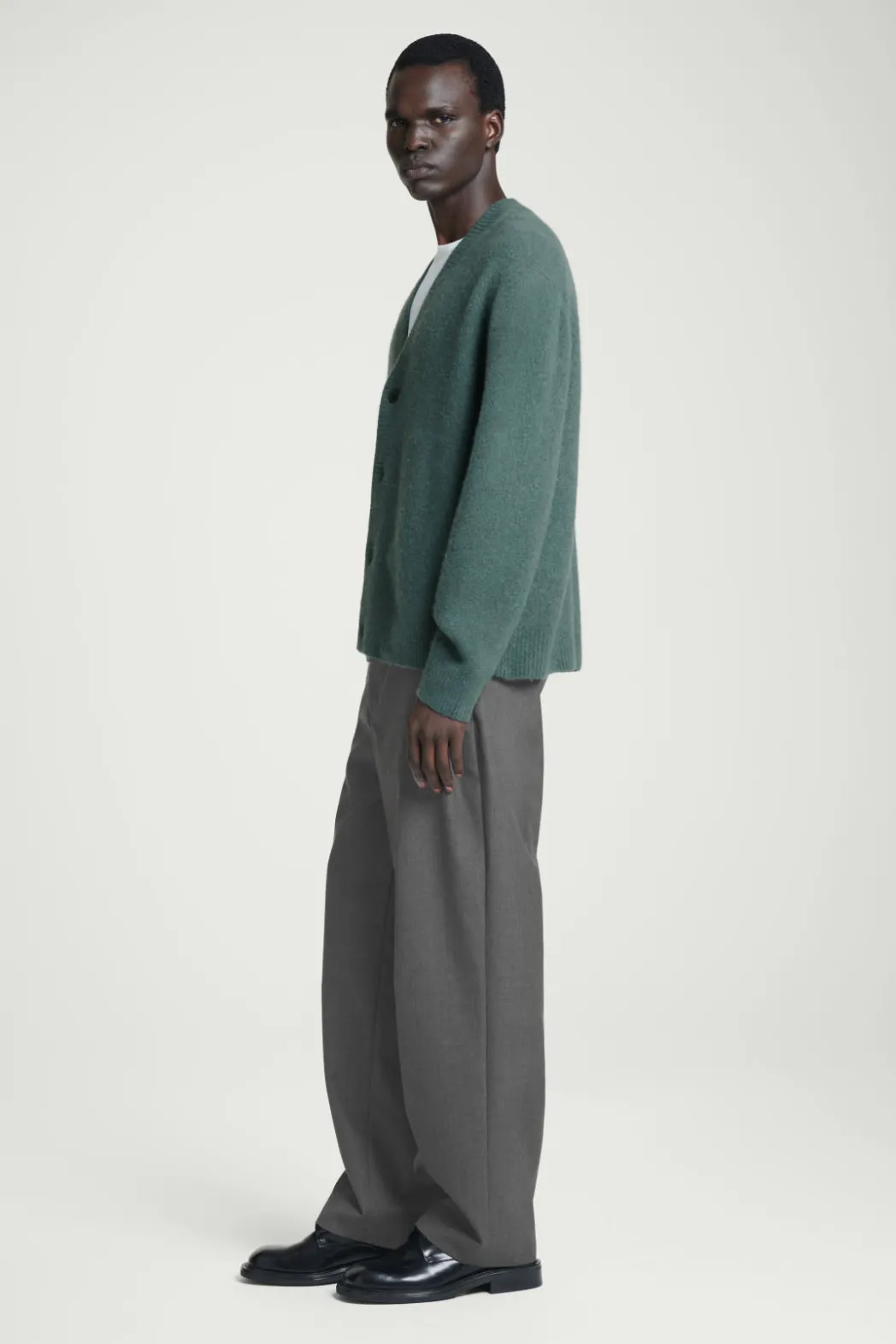 Clearance COS BRUSHED-WOOL V-NECK CARDIGAN TEAL