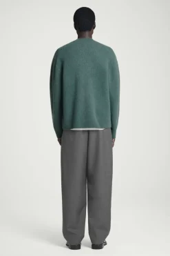 Clearance COS BRUSHED-WOOL V-NECK CARDIGAN TEAL