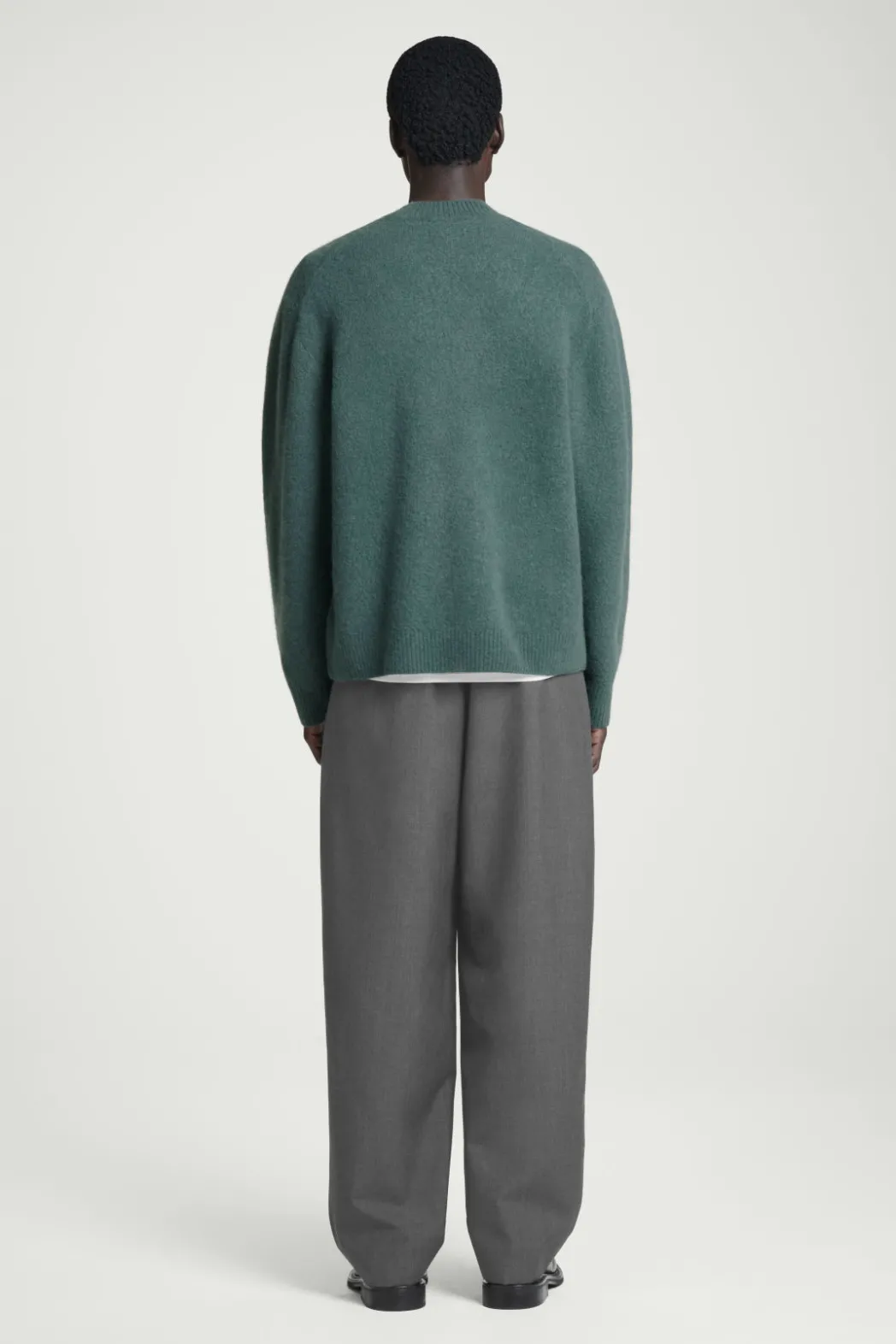 Clearance COS BRUSHED-WOOL V-NECK CARDIGAN TEAL