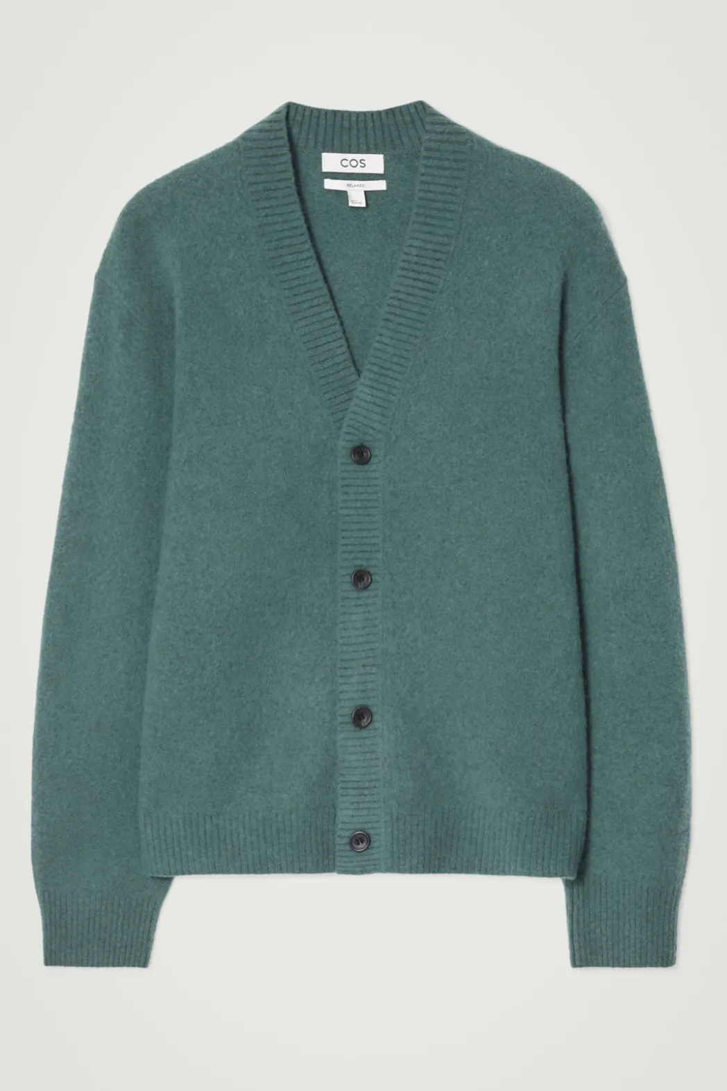 Clearance COS BRUSHED-WOOL V-NECK CARDIGAN TEAL